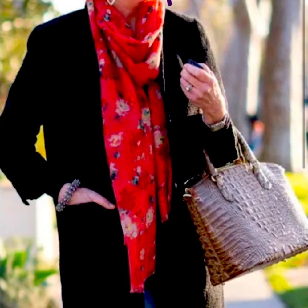 J Crew Orange Floral Scarf.